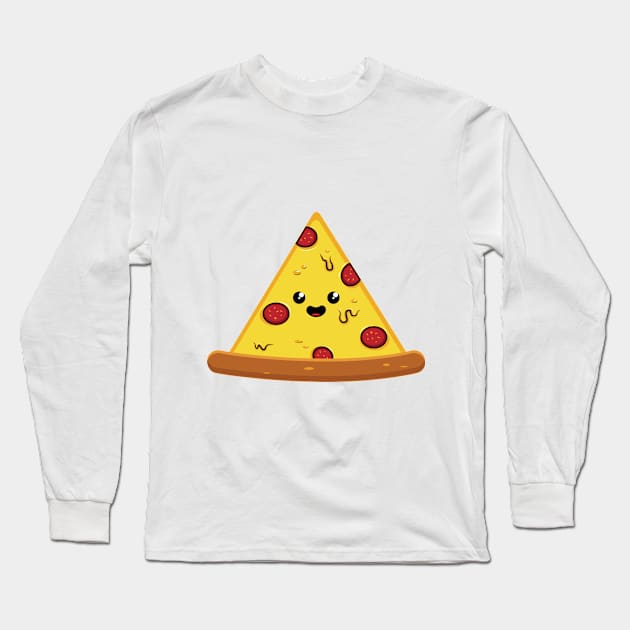 cute pizza flat design Long Sleeve T-Shirt by Sarif ID